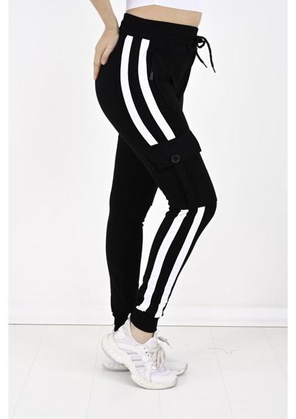 2 Iplik Yanları Şeritli,kargo Cepli Bayan Eşofman ALTI-8831 indirimleri