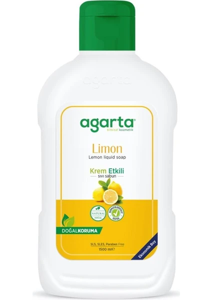 Doğal Krem Etkili Sıvı Sabun Limon 1500 Ml