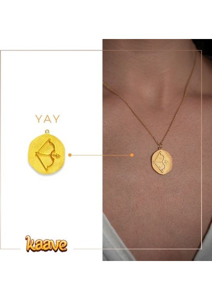 ’den 925 Ayar Gümüş & Antik Altın Kaplamalı Burç Kolyeleri-Yay indirimleri