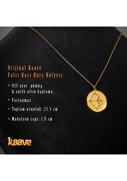 ’den 925 Ayar Gümüş & Antik Altın Kaplamalı Burç Kolyeleri-Yay