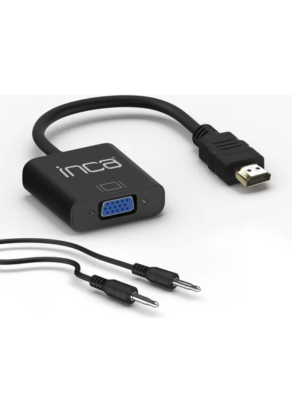 IHTVJ-7S HDMI to VGA Siyah Jaklı Ses Kablosu