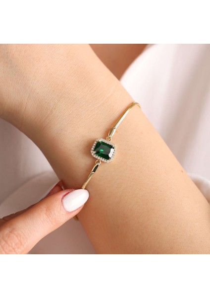14 Ayar Altın Balıksırtı Bileklik Emerald fiyatları