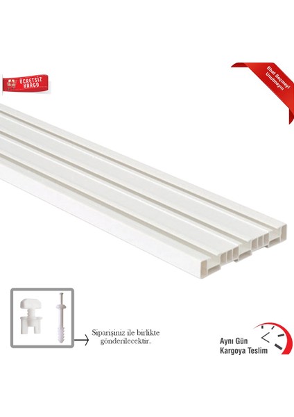 Okçu Kardeşler Yapı Market Perde Rayı Korniş 3 Raylı 3''lü Üçlü Korniş Uzunluk: 3,5 Metre