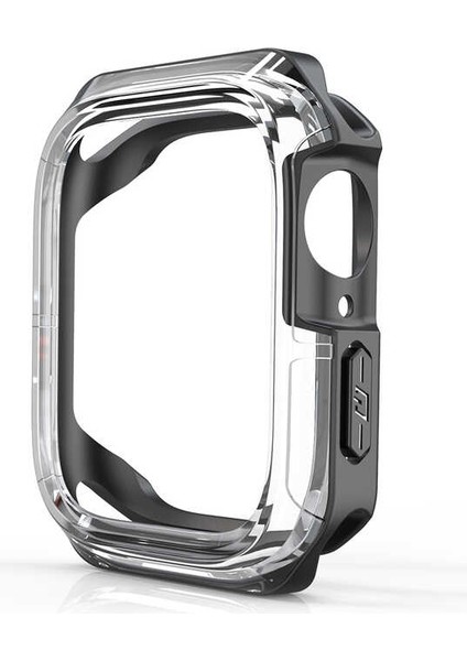 Apple Watch 42MM - Kasa ve Ekran Koruyucu Sert Pc + Silikon Koruyucu Apple Watch Gard 08 - Füme