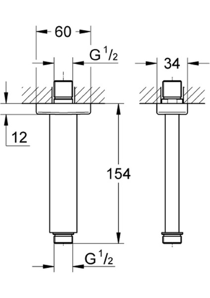 Rainshower® Tavan Iniş Borusu 154 mm