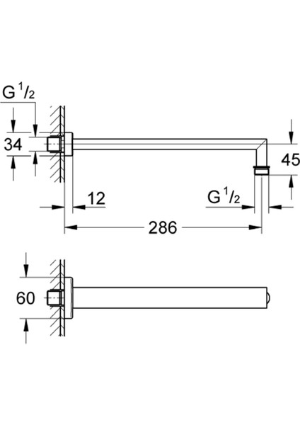 Rainshower® Tepe Duşu Dirseği 286 mm