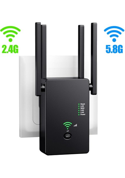 Wifi Tekrarlayıcı Aralık Sinyal Amplifikatörü 4 Anten Siyah (Yurt Dışından)