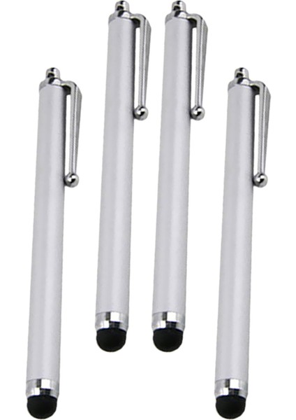 Universal Stylus Kalem, 4 Adet Mikrofiber Yüksek Hassasiyetli Kapasitif Kalem, Kolay Taşıma Için Gömlek Klipsli () Gümüş (Yurt Dışından)