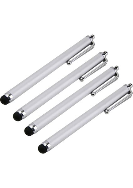 Universal Stylus Kalem, 4 Adet Mikrofiber Yüksek Hassasiyetli Kapasitif Kalem, Kolay Taşıma Için Gömlek Klipsli () Gümüş (Yurt Dışından)