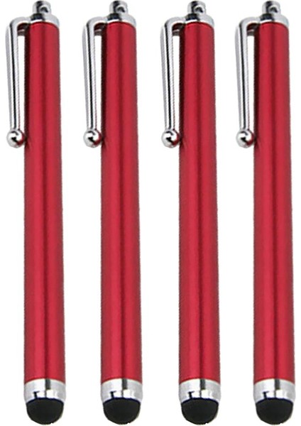 4pcs Stylus Kalemi, Klips Tipi Kapasitif Kalem, Yüksek Hassasiyet Düzgün Dokunmatik Anti-Çizim Anti-Çizik Kalem Tablet Pc Telefonları Için, Kırmızı (Yurt Dışından)