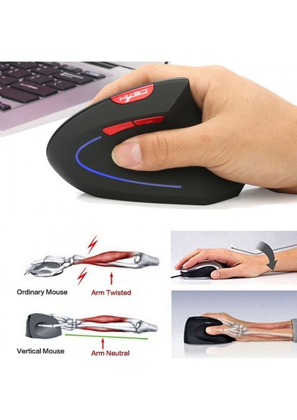 Kablosuz Fare Dikey Fare Ergonomik Şarj Edilebilir 3 Dpı Isteğe Bağlı Ayarlanabilir 2400 Dpı USB Şarj Kablolu Mac Dizüstü Bilgisayar Için Fare Gri (Yurt Dışından)