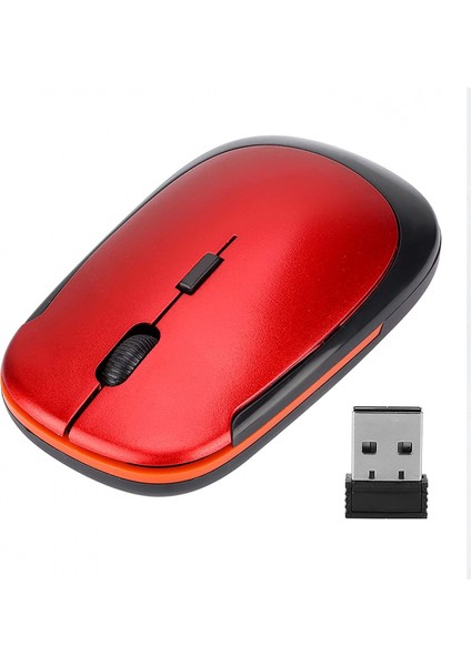 Shujı USB Fare 1600DPI 2.4g Kablosuz Fare Ergonomik Optik Konumlandırma Mouse Mini Dizüstü Bilgisayar Optik Konumlandırma Faresi (Kırmızı) (Yurt Dışından)