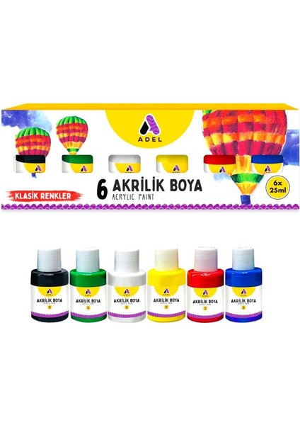 Akrilik Boya Klasik Ana Renkler 6 Renk (6X25 Ml) 1 Paket Adel Akrilik Boya Ana Renkler 6*25 ml 1 Paket fiyatları