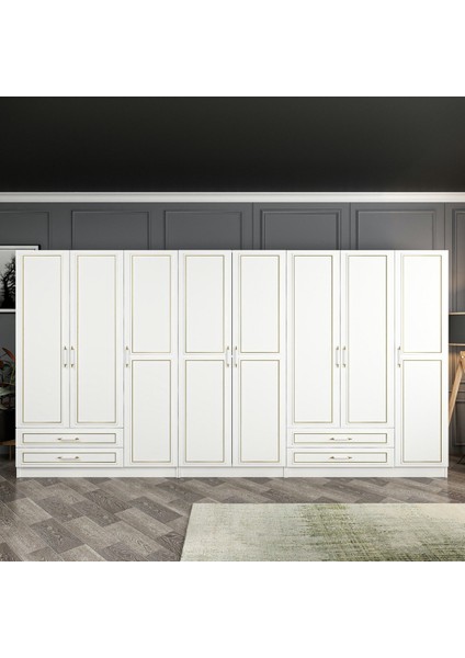 Kale Gold 8 Kapak 4 Çekmece Dolap - Beyaz