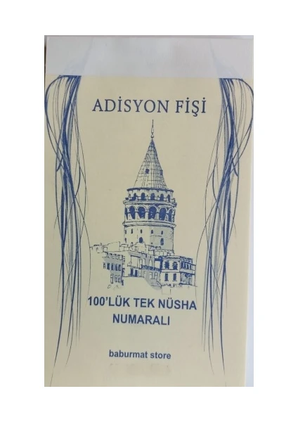 Adisyon Tek Nüsha Numaratörlü 100 Lük 3 Hamur Kağıt Kafe Bar Sipariş Fişi 14,5x8,5 cm 10 Koçan