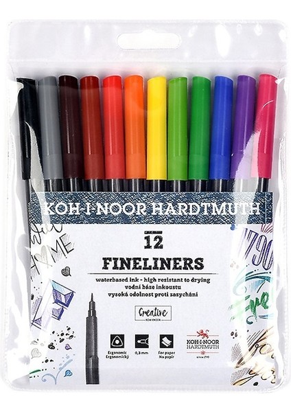 Koh I Noor 0,3mm Fineliner Kalem Seti 12 Renk N:KN361551