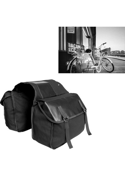 Bisiklet Dağ Bisikleti Back Pack Tuval Çanta Bisiklet Malzemeleri (Siyah) (Yurt Dışından)