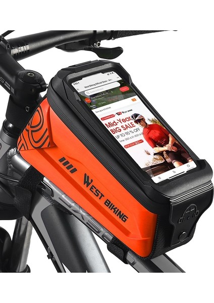 West Biking West Bisiklet 2.5l Bisiklet Ön Işın Cep Telefonu Dokunmatik Ekran Sabit Kabuk Çantası (Turuncu) (Yurt Dışından)