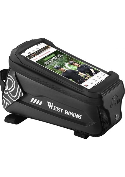 West Bisiklet 2.5l Bisiklet Ön Işın Cep Telefonu Dokunmatik Ekran Sabit Kabuk Çantası (Siyah) (Yurt Dışından)