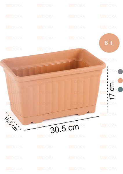 Kemer Balkon Saksı Dekoratif Balkon Saksı 6 Litre