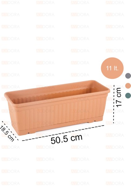Kemer Balkon Saksı Dekoratif Balkon Saksı 11 Litre
