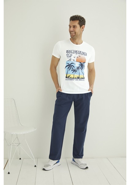 Yazı, Güneş ve Palmiye Baskılı "long Beach" Pijama Takımı 22094