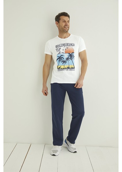 Yazı, Güneş ve Palmiye Baskılı "long Beach" Pijama Takımı 22094