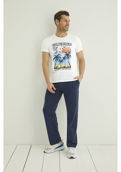 Yazı, Güneş ve Palmiye Baskılı "long Beach" Pijama Takımı 22094