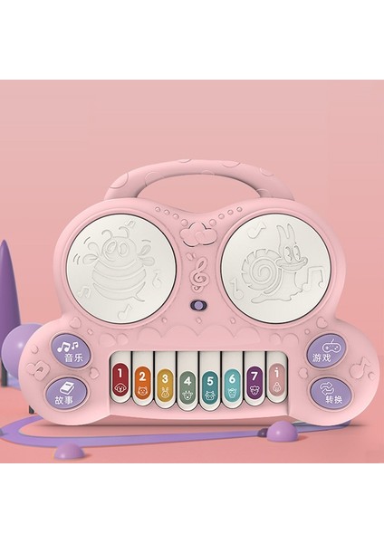 Çocuk Klavye Oyuncusu Davul Yapboz Oyuncak Pats Pembe (Yurt Dışından)