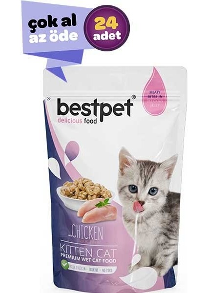 Kitten Tavuklu Yavru Kedi Konservesi 24x85gr (24lü)