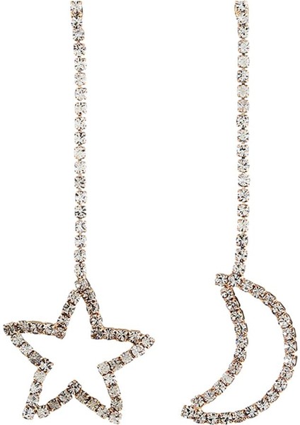 Tam Rhinestone Ay Yıldız Dangle Küpe (Yurt Dışından)