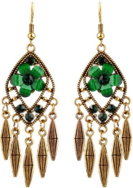 Kadın Boho Püskül Çiçek Rhinestone Dangle Bırak Kulak Damızlık Takı Küpe (Yurt Dışından)