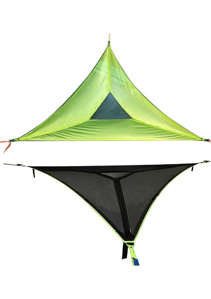 Hava Çok Oyunculu Üçgen Hamak Katlanır Mesh Hammock Ağacı Çadır, Boyut: 280X280X280 cm Yeşil (Yurt Dışından)