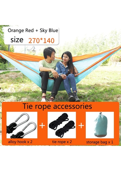 Açık Hammock Naylon Paraşüt Bez Seyahat Kamp Salıncak, Stil: 2,7m x 1.4m Turuncu-Gök Mavisi (Yurt Dışından)
