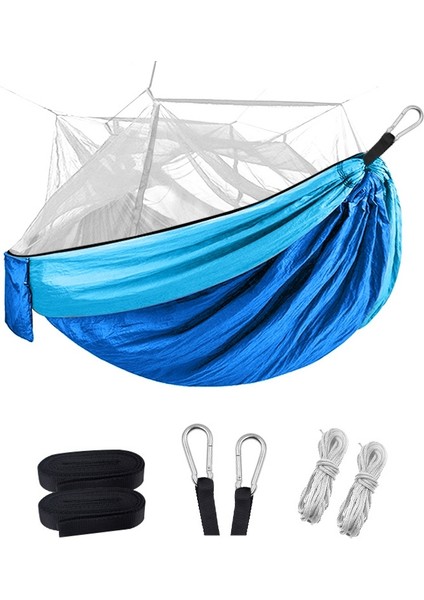 Şifreleme Sivrisinek Net Hamak Açık Kamp Anti-Mosquito Net Gazlı Bez Hamak, Boyut: 260X140 cm Koyu Mavi Açık Mavi (Yurt Dışından)