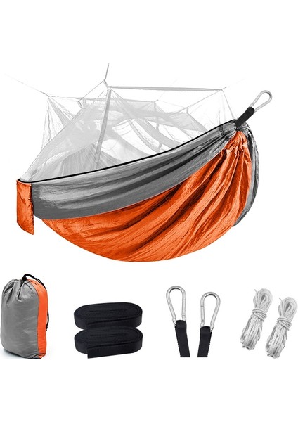 Şifreleme Sivrisinek Net Hamak Açık Kamp Anti-Mosquito Net Gazlı Bez Hamak, Boyut: 260X140 cm Turuncu Kırmızı Gri (Yurt Dışından)