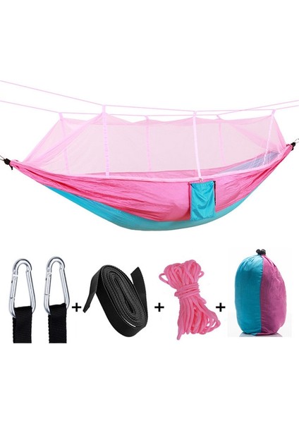 Açık Sivrisinek Net Hammock Kamp Ultralight Naylon Çift Kamp Hava Çadırı, Boyut: 260 x 140 cm Pembe Gök Mavisi (Yurt Dışından)