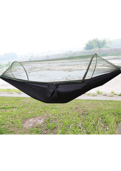 Sivrisinek Net Ile Taşınabilir Açık Naylon Hamak, Boyut: 290 x 140 cm Siyah (Yurt Dışından)