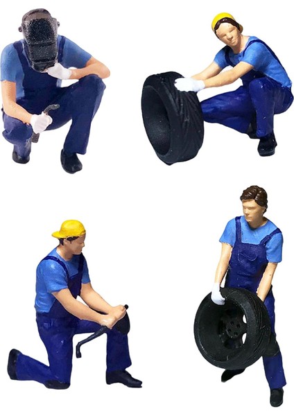 Reçine 1/64 Tiny Insanlar Kum Masa Dekorasyon Araba Modeli Figürinler Dekorasyon Mavi B (Yurt Dışından)