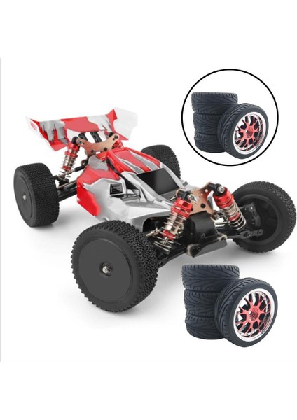 Wltoys Için 4 Pack 66MM Tekerlek Lastikleri 144001 124019 Hsp Buggy Değiştirmeleri Kırmızı (Yurt Dışından) modelleri