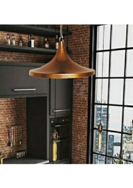 Sara Retro Metal Dekoratif Bakır Modern Rustik Sarkıt Avize Çap:36 cm