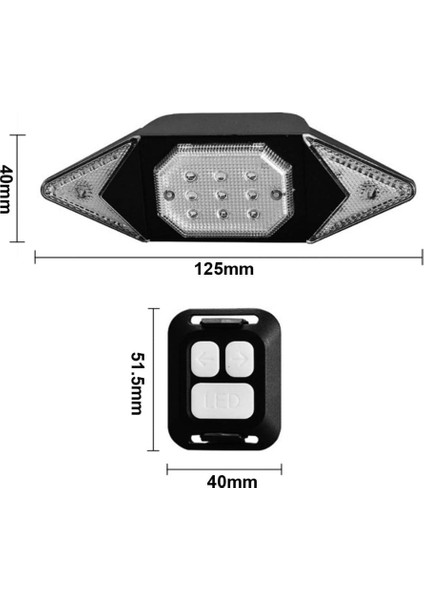 Bisiklet Kuyruk Lambası Dönüş Sinyali Işıkları, USB Şarj Edilebilir Su Geçirmez LED Arka Işık Kablosuz Uzaktan Kumandalı Uyarı Işığı, 5 Mod Göstergesi (Siyah) (Yurt Dışından)