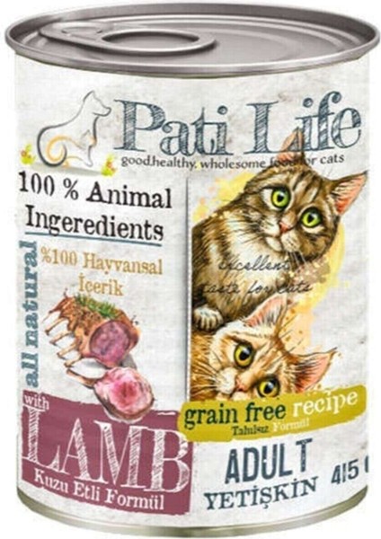 Pati Life Patilife Yetişkin Kedi Konservesi Kuzu Etli 415 gr 24 Adet