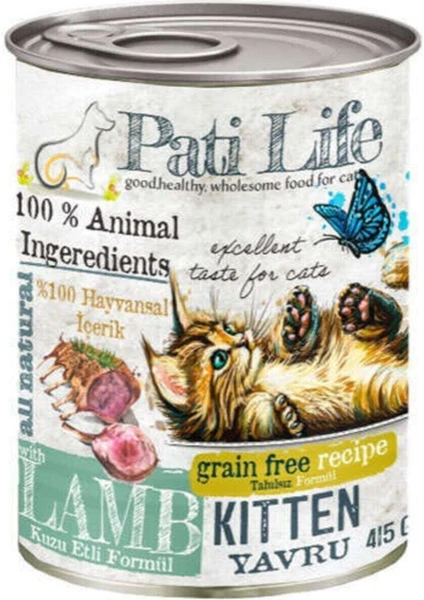 Pati Life 24’lü Patilife 415 gr Yavru ( Kuzu Etli ) Mama 24 Adet Yaş Konserve Kedi Maması 24-Patilife-Yavru-Kedi-Kuzu