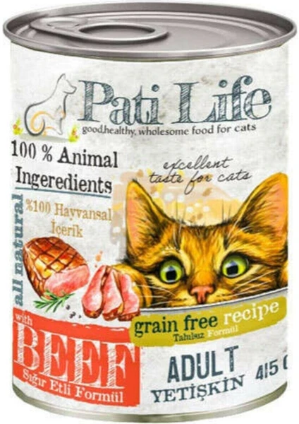 Pati Life 24’lü Pati Life Sığır Etli Kedi Konserve Mama 415 gr