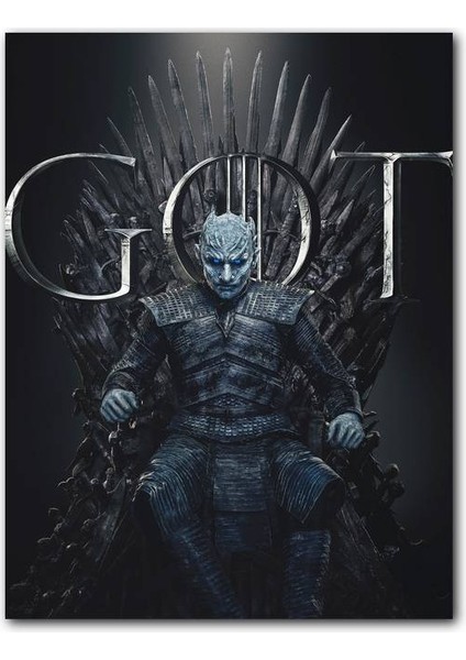 Cakatablo Ahşap Tablo Game Of Thrones Night King Tahtta (35X50 cm Boyut)