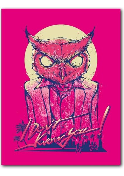 Cakatablo Ahşap Tablo Hotline Miami Owl Art (25X35 cm Boyut)