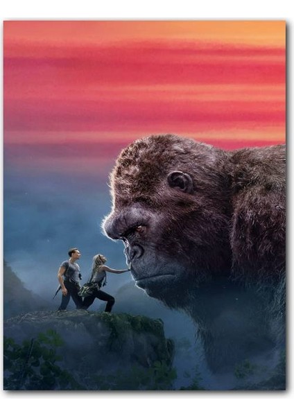 Cakatablo Ahşap Tablo Maymun Kral Kong Canavar Kafatası Adası Görsel (25X35 cm Boyut)