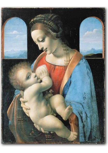 Cakatablo Ahşap Tablo Virgin Mary Jesus Leonardo Devinci Madonna Litta (25X35 cm Boyut)