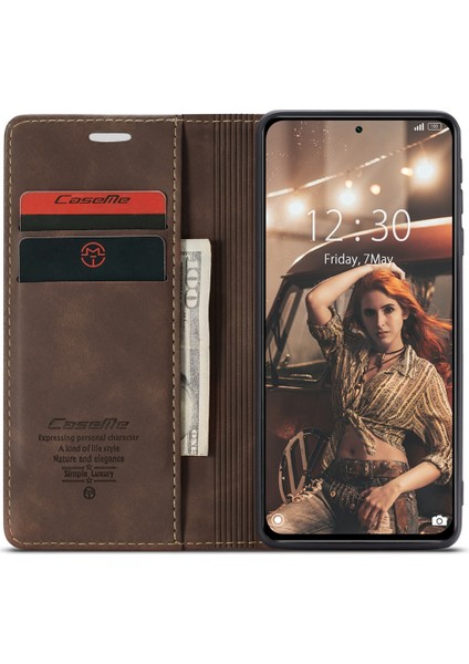 Xiaomi Redmi K40 Pro ile Uyumlu Retro Cüzdan Cep Telefonu Ayaklıklı Kılıfı (Yurt Dışından)